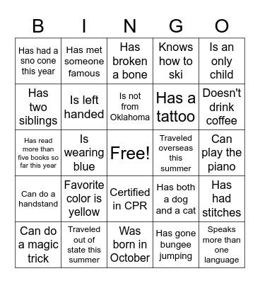 RPAO Bingo Card