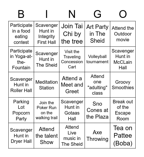 ASUMH Bingo Blast Bingo Card