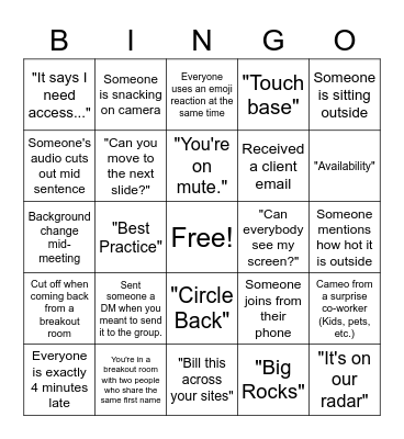 PI Lingo Bingo Card