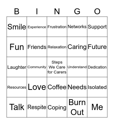I am a Carer  Bingo Card