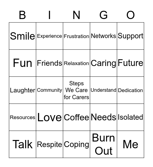 I am a Carer  Bingo Card