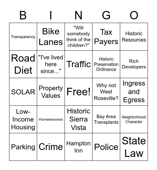 Commercial Corridors Bingo Card