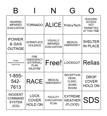 INNOVAGE SAFETY Bingo Card