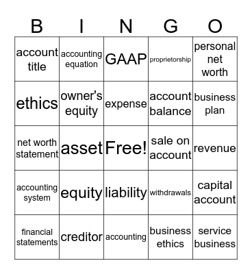 Accounting Bingo Card