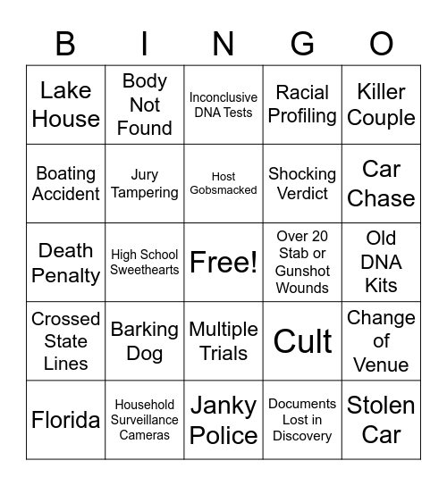 Crime Night Bingo Card