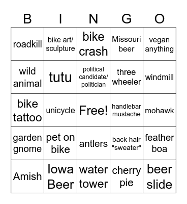 RAGBRAI BINGO Card