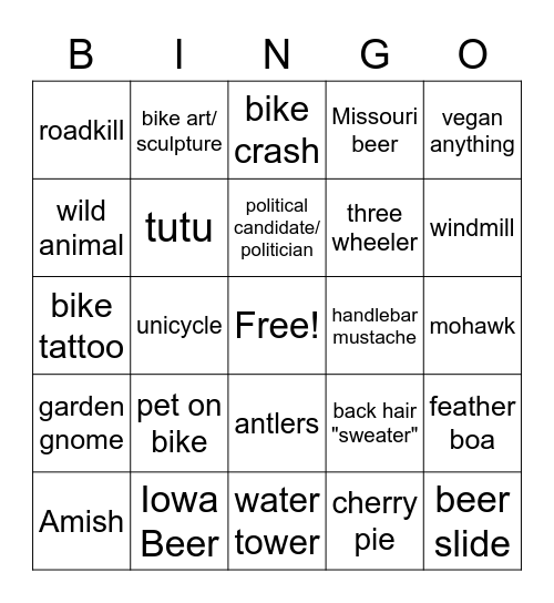 RAGBRAI BINGO Card