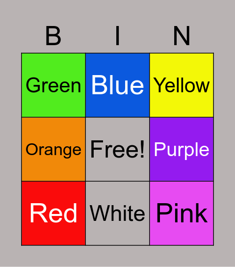 Color Bingo Card