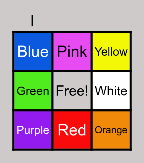 Color Bingo Card