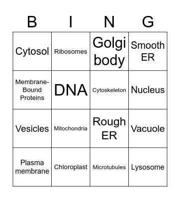 Plant and animal bingo Card