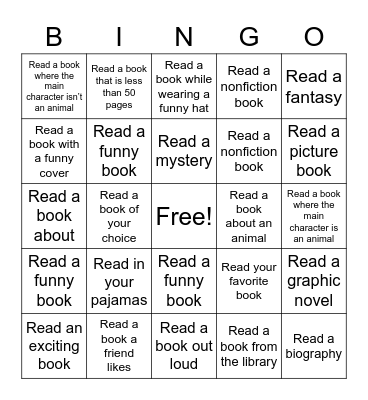 Reading Bingo Card