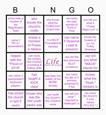 Find Someone Who..... Bingo Card