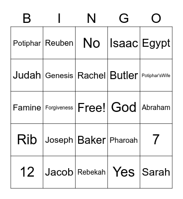 Bible Bingo Card