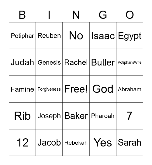 Bible Bingo Card