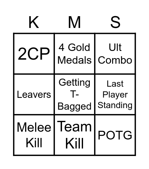 we suck at overwatch Bingo Card