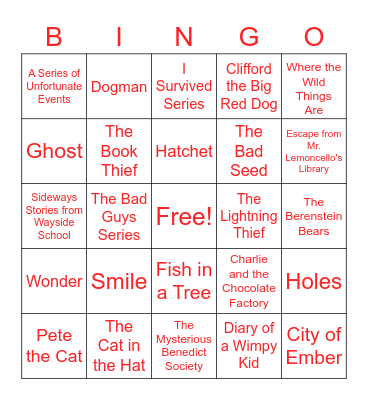 BINGO for BOOKS Bingo Card