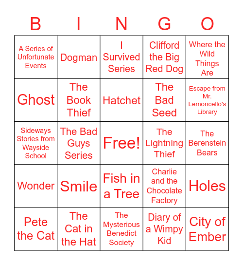 BINGO for BOOKS Bingo Card