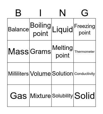 Science bingo Card