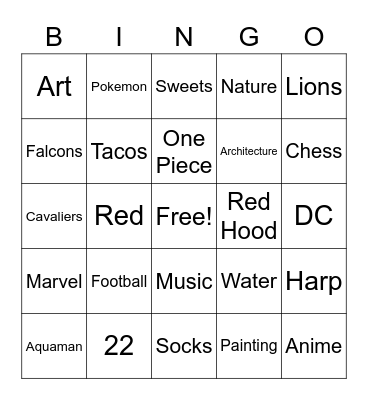 Kayvon Bingo Card