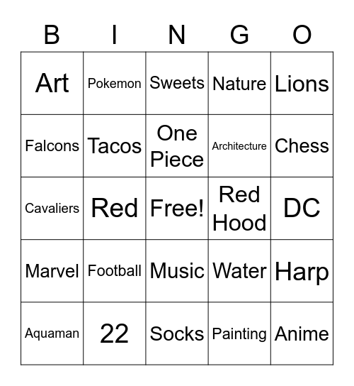 Kayvon Bingo Card