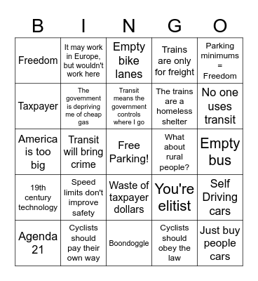 Carbrain Bingo Card