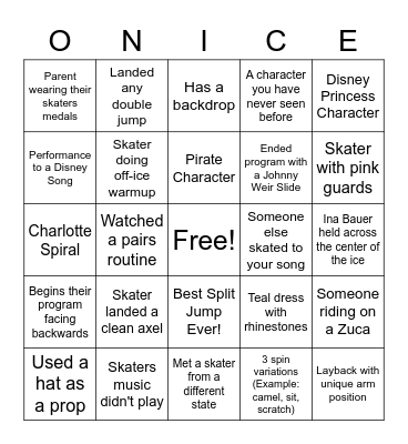 2022 World's Competition - On Ice AK Bingo Card