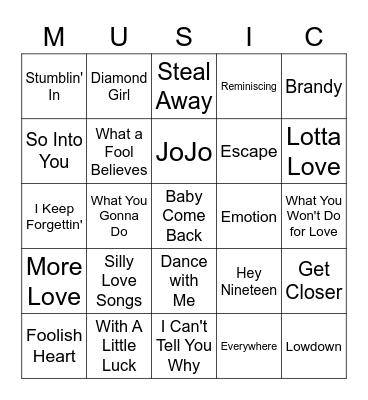 Yacht ROCK! Bingo Card