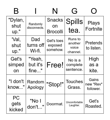 Rev's Bingo Card Bingo Card