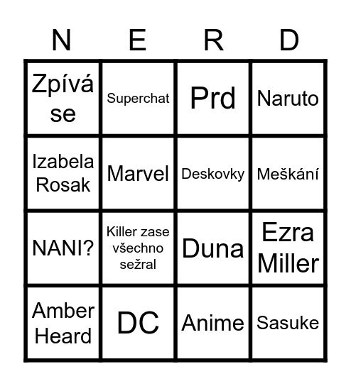 NERDTIME Bingo Card