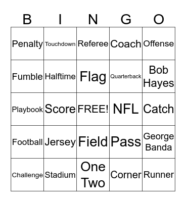 Super Bowl Bingo Card