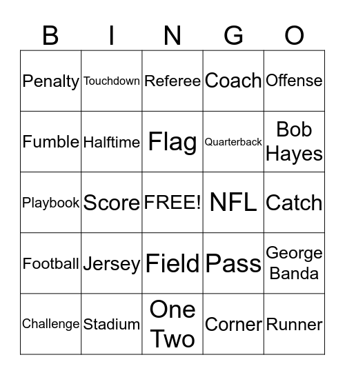 Super Bowl Bingo Card