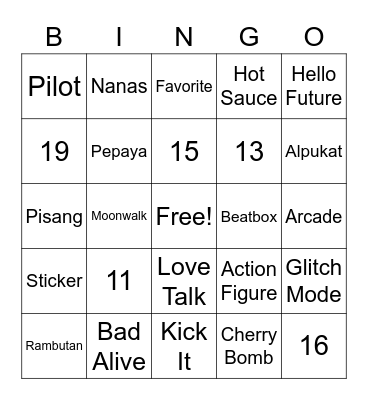 Jeno Cakep Tiada Tara Bingo Card