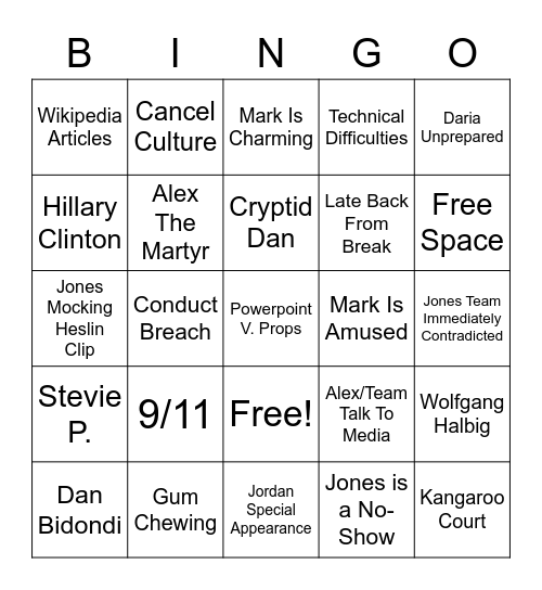 Jones v. Heslin Bingo Card