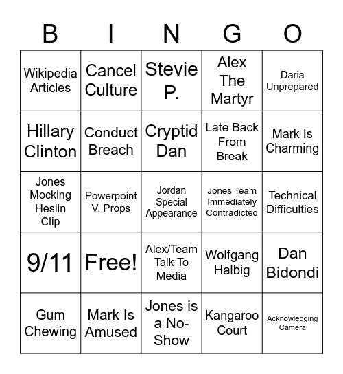 Jones v. Heslin Bingo Card