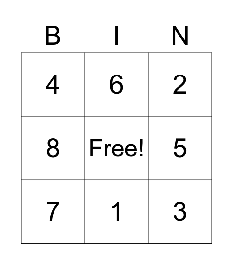 number Bingo Card