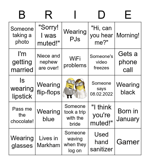 Virtual Bridal Shower Bingo Card