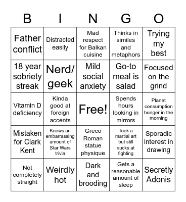 Zachary Bingo Card