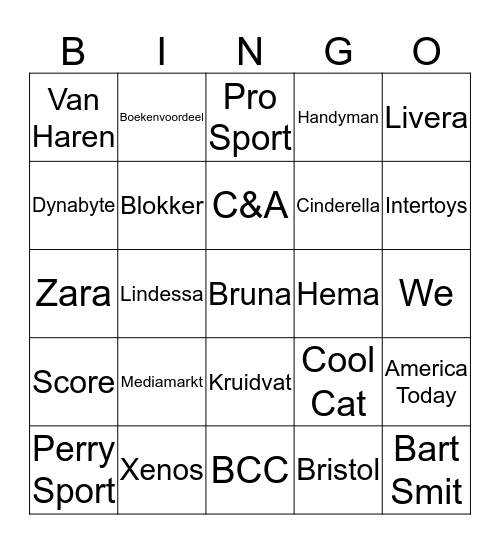 Winkelketen Faillissements Bingo Card