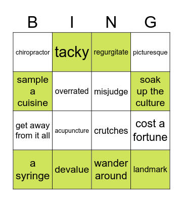 Revision Bingo Card