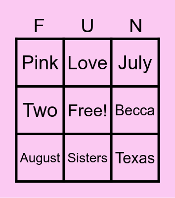 April's Baby Shower Bingo Card