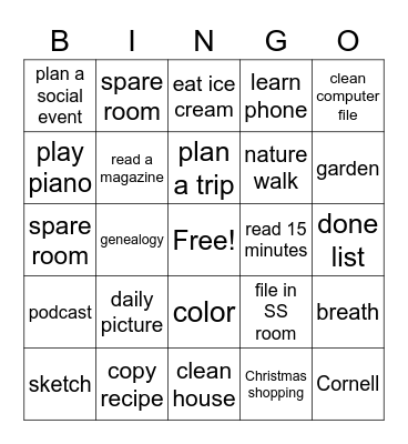 Weekly Bingo Card