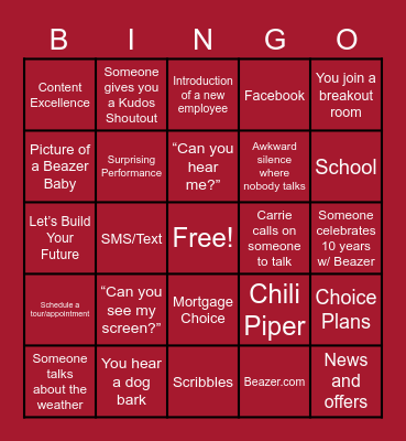 August FY22 Marketing Call Bingo Card