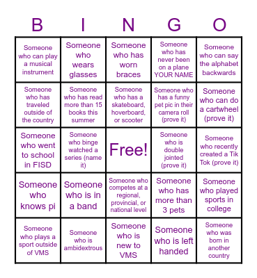 HUMAN BINGO Card