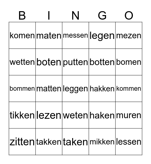 Klankgroepen-bingo Card
