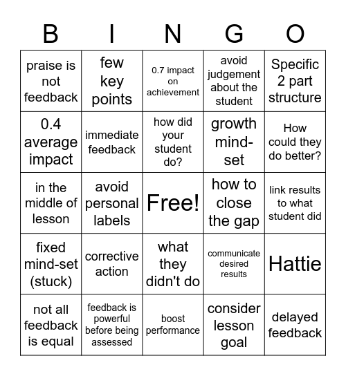 Feedback Bingo Card