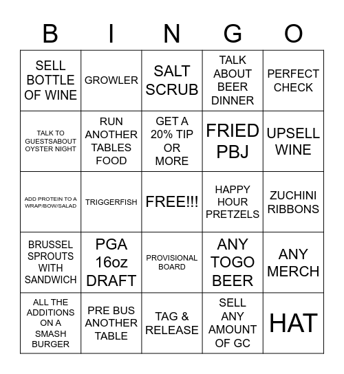 SERVER BINGO Card