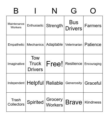 My Heroes and Superpowers Bingo Card