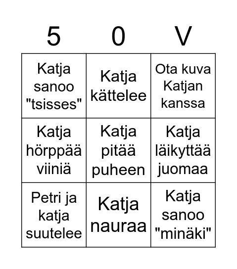 Katjan synttäri Bingo Card