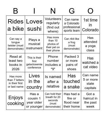 Find a friend who... Bingo Card