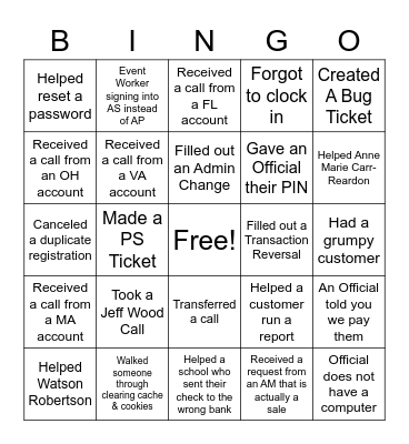 8 Week Burn our BINGO Card